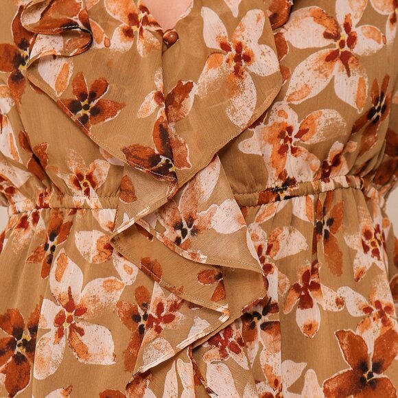 LUMIERE Floral Ruffle Chiffon Blouse | Golden Honey Mix - Picture 6 of 6